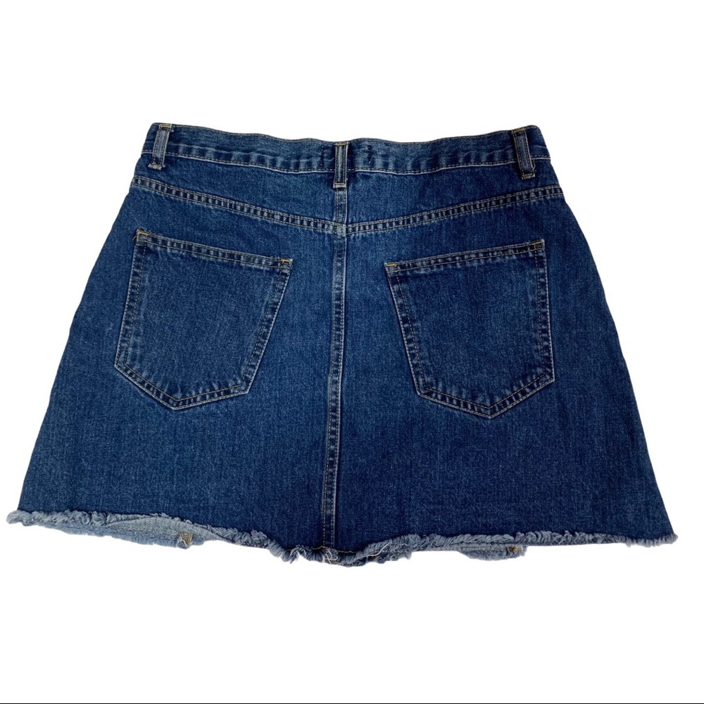 5 for 20 distressed button down mini jean skirt - Picture 2 of 7